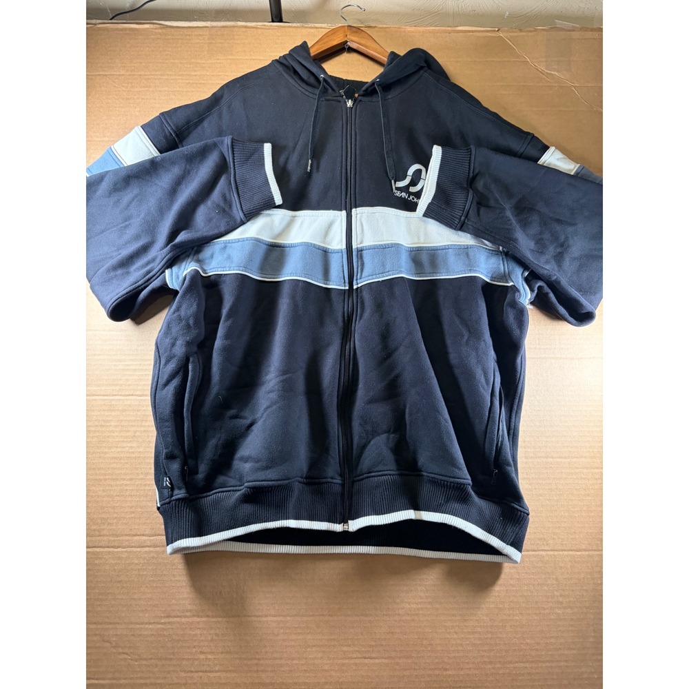 Sean John Tracksuit Set Mens 3XL Navy Blue Full Zip Hoodie Sweatpants Vintag Y2K - Picture 11 of 15